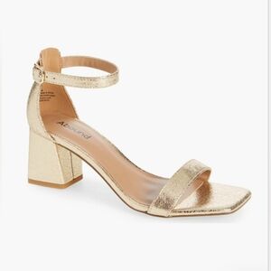 New Abound Metallic Gold Block Heel Finn Ankle Strap Sandal Women Size 8